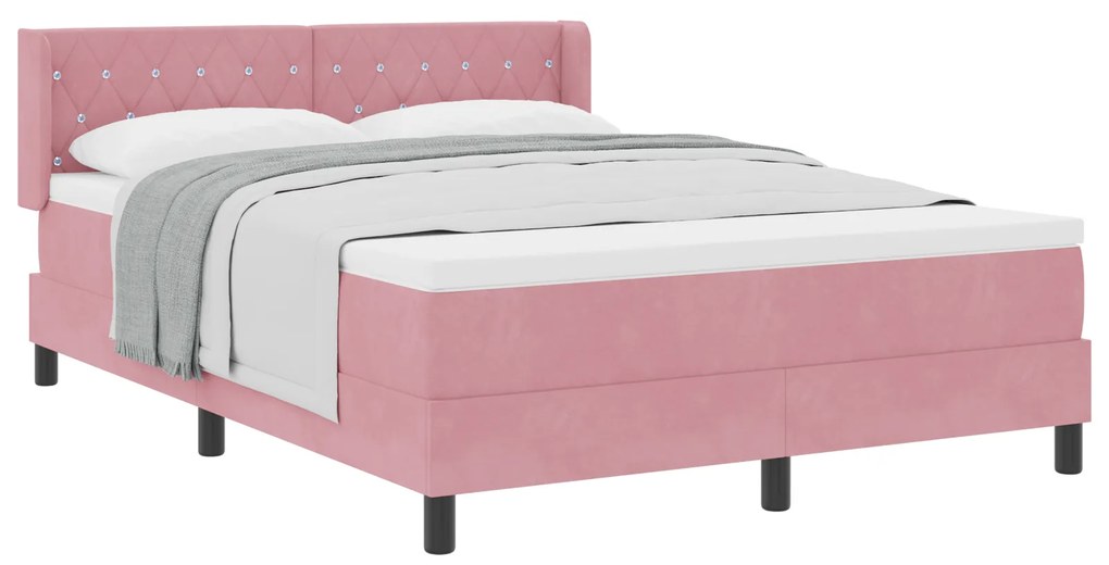 vidaXL Ροζ Κρεβάτι με Στρώμα 160x200 cm Βελούδο