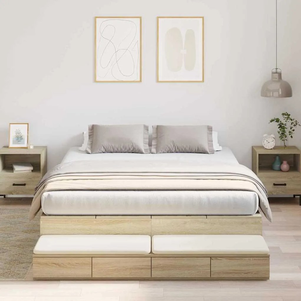 vidaXL Κρεβάτι με Αποθηκευτικό Χώρο Sonoma Oak 140x200 εκ