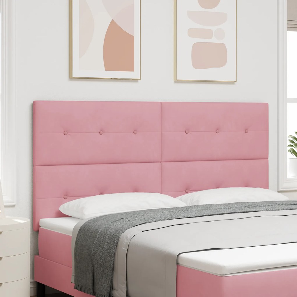 vidaXL Κεφαλάρι Επιτοίχιο με κεφαλάρι Ροζ 180 cm Βελούδο