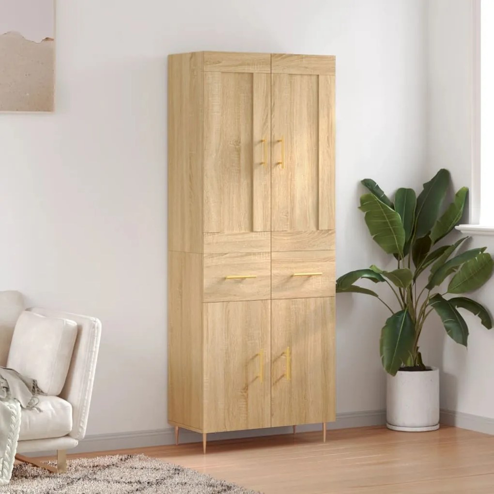 vidaXL Ντουλάπι Sonoma δρυς 69,5 x 34 x 180 εκ. από Επεξεργασμένο Ξύλο