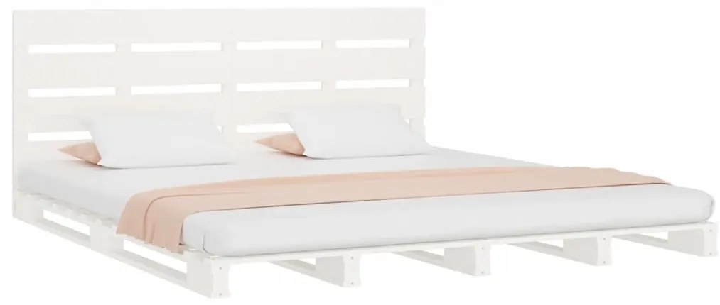 vidaXL Σκελετός Κρεβ. Χωρίς Στρώμα Λευκό 135x190 εκ Μασίφ Πεύκο
