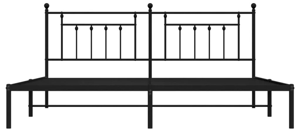 vidaXL Πλαίσιο Κρεβατιού με Κεφαλάρι Μαύρο 193 x 203 εκ. Μεταλλικό