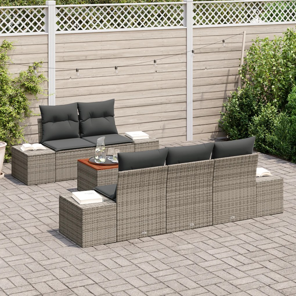 vidaXL Σετ Καναπέ Κήπου 6 pcs Γκρι 55 x 55 x 37 εκ