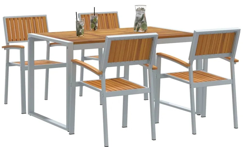 vidaXL Σέτ φαγητού για κήπο 5 pcs Γκρι και καφέ 140 x 80 x 75 cm