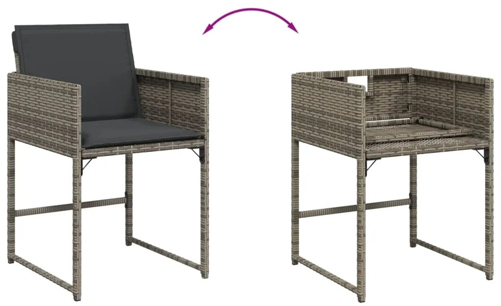 vidaXL Σετ Τραπεζαρίας Κήπου 17 τεμ. Γκρι από Συνθ. Ρατάν με Μαξιλάρια