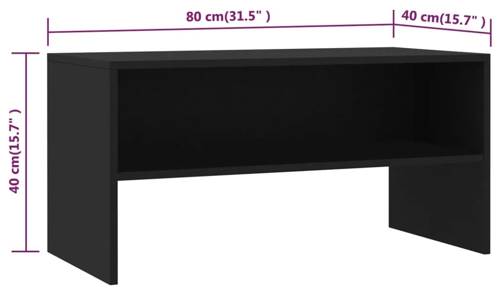 vidaXL Έπιπλο Τηλεόρασης Μαύρο 80 x 40 x 40 εκ. από Επεξ. Ξύλο