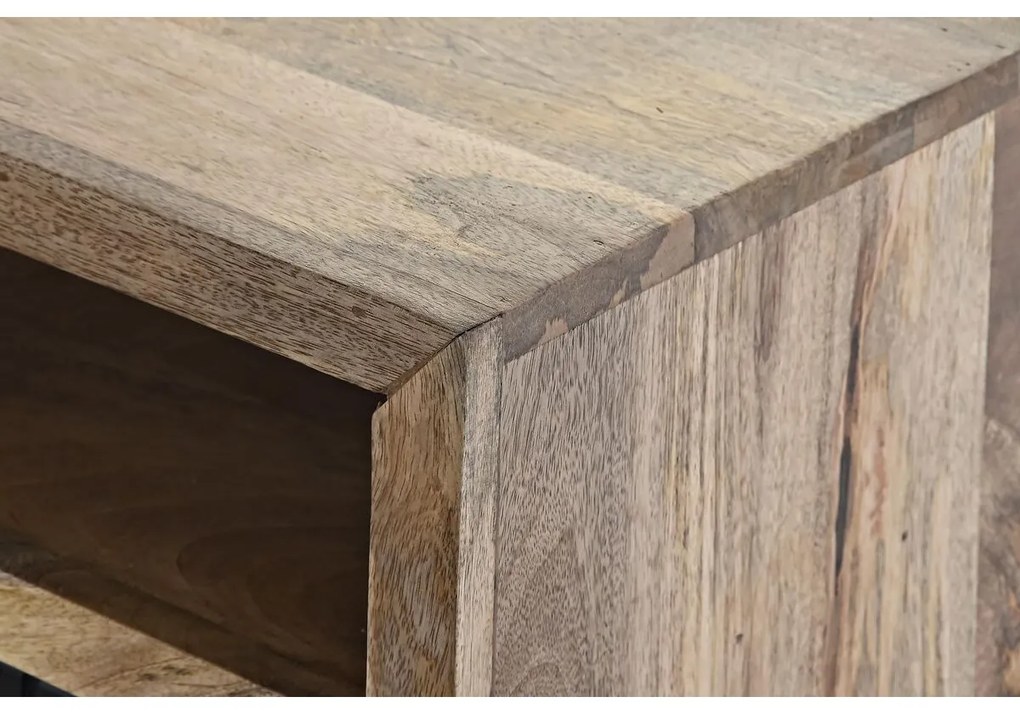 Τραπεζάκι Καφέ DKD Home Decor Μαύρο Ανοιχτό καφέ Μέταλλο Ξύλο από Μάνγκο 120 x 60 x 45 cm