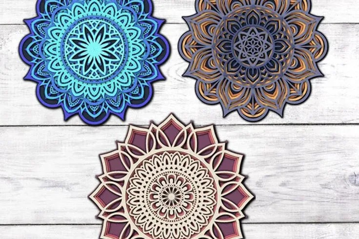 Intra απο ξύλο plywood 3mm-4mm πάχος 3D Layered Mandala Δίασταση 30x30 cm INTRAFABR-101200960