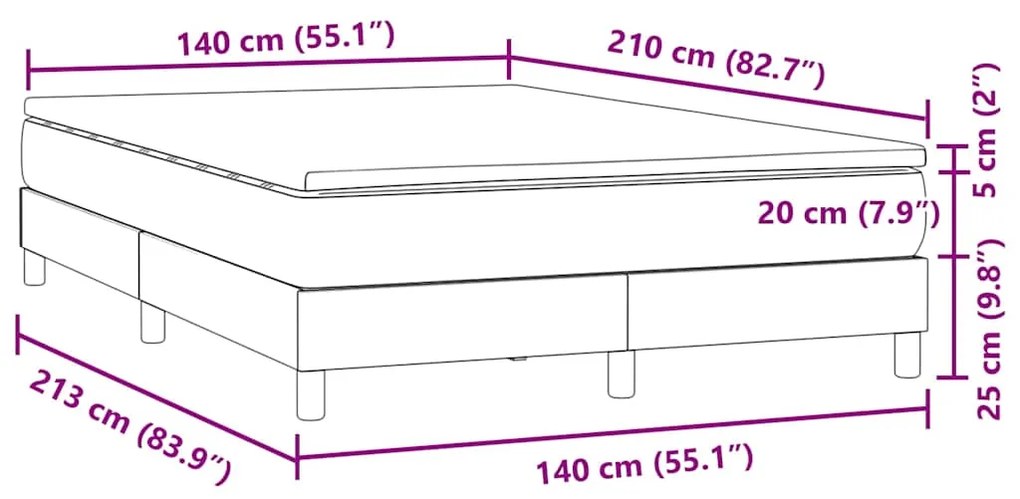 Κρεβάτι Boxspring με Στρώμα Σκούρο Πράσινο 140x210εκ. Βελούδινο - Πράσινο