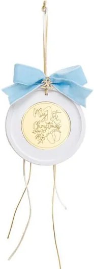 Beauty Home ΚΡΕΜΑΣΤΟ ΣΤΡΟΓΓΥΛΟ ΚΕΡΑΜΙΚΟ ME PLEXI MY 1st CHRISTMAS ΓΑΛΑΖΙΟ