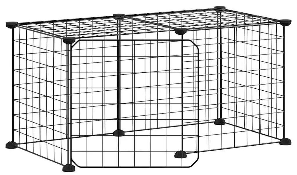 vidaXL Κλουβί Κατοικίδιων με 8 Πάνελ + Πόρτα Μαύρο 35x35 εκ. Ατσάλινο