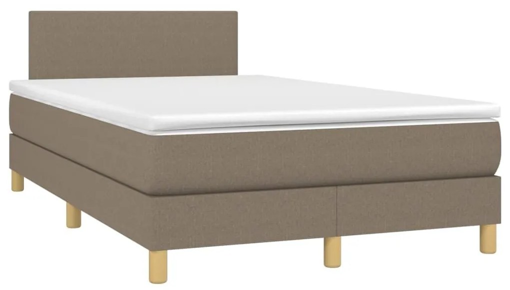 Κρεβάτι Boxspring με Στρώμα &amp; LED Taupe 120x200 εκ. Υφασμάτινο - Μπεζ-Γκρι