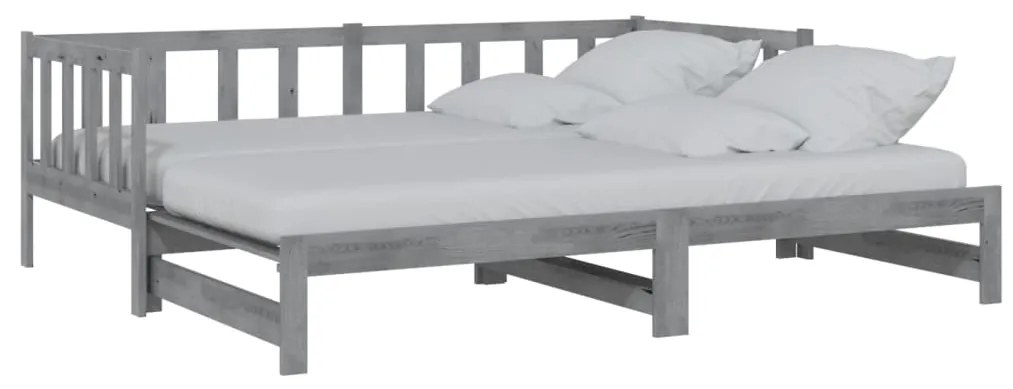 vidaXL Καναπές Κρεβάτι Γκρι 2 x (90 x 200) εκ. από Μασίφ Ξύλο Πεύκου