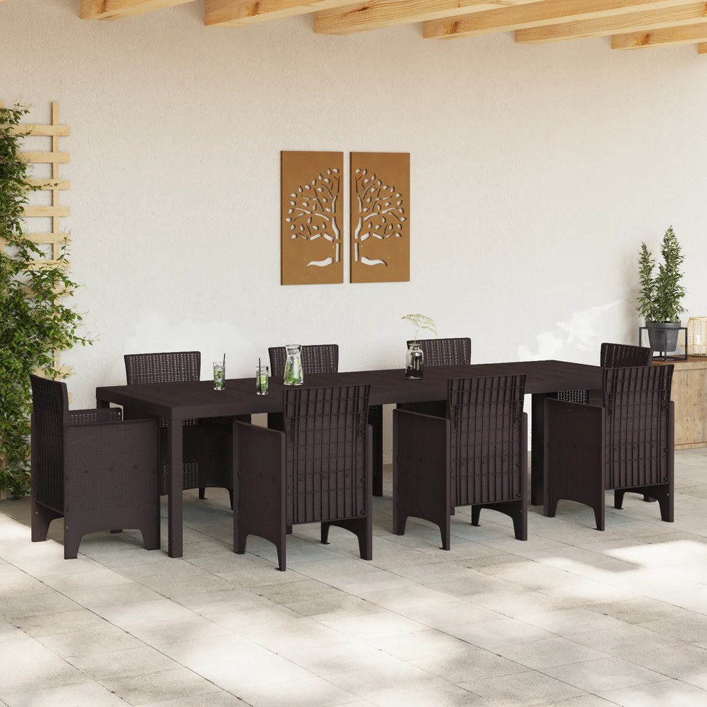 vidaXL Τραπέζι Κήπου Καφέ 300x100x73 εκ. Poly Rattan