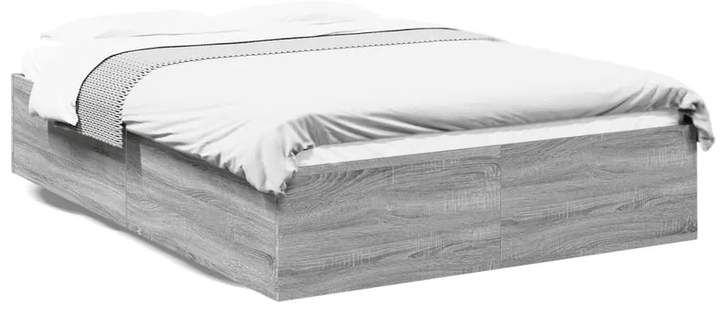vidaXL Πλαίσιο Κρεβατιού Γκρι Sonoma 135x190 εκ. Επεξεργασμένο Ξύλο