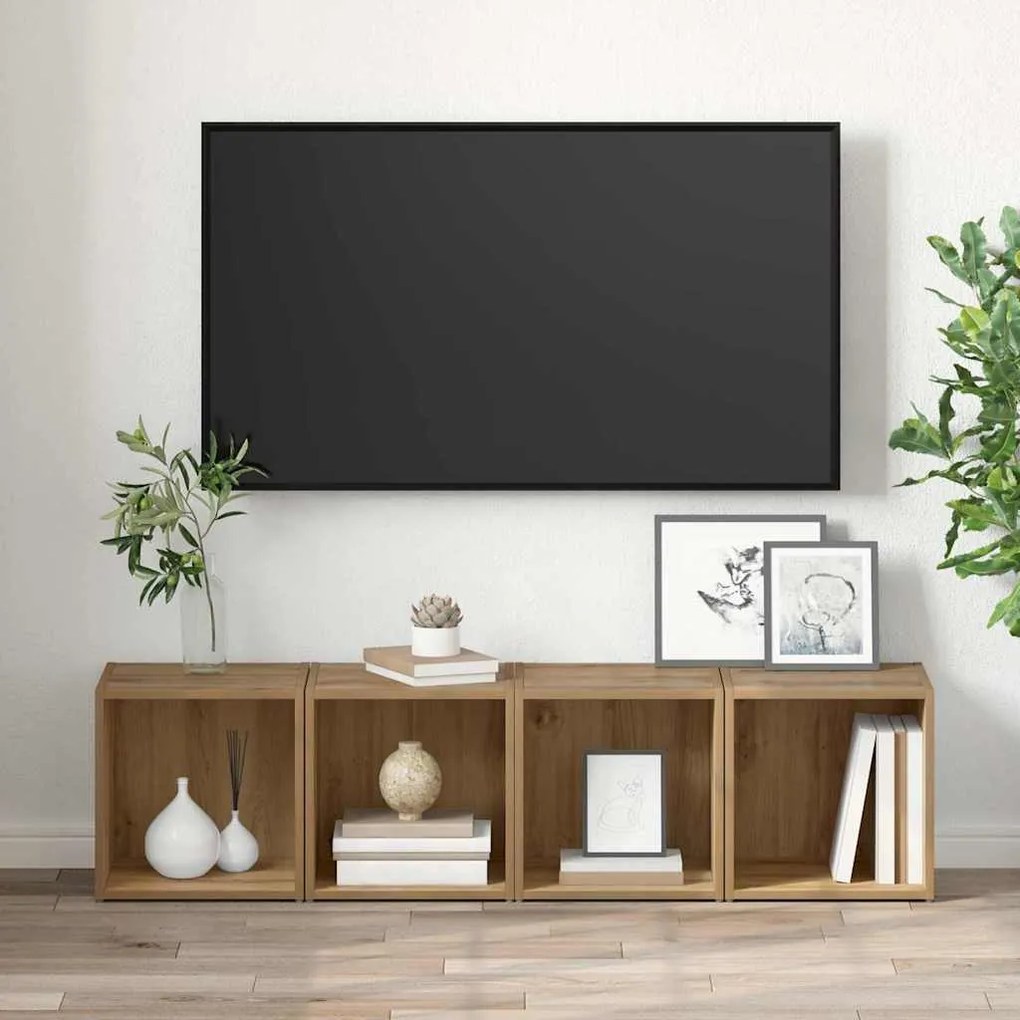 vidaXL Ντουλάπι TV 4 pcs Καφέ 37 x 35 x 37 εκ Επεξεργασμένο ξύλο