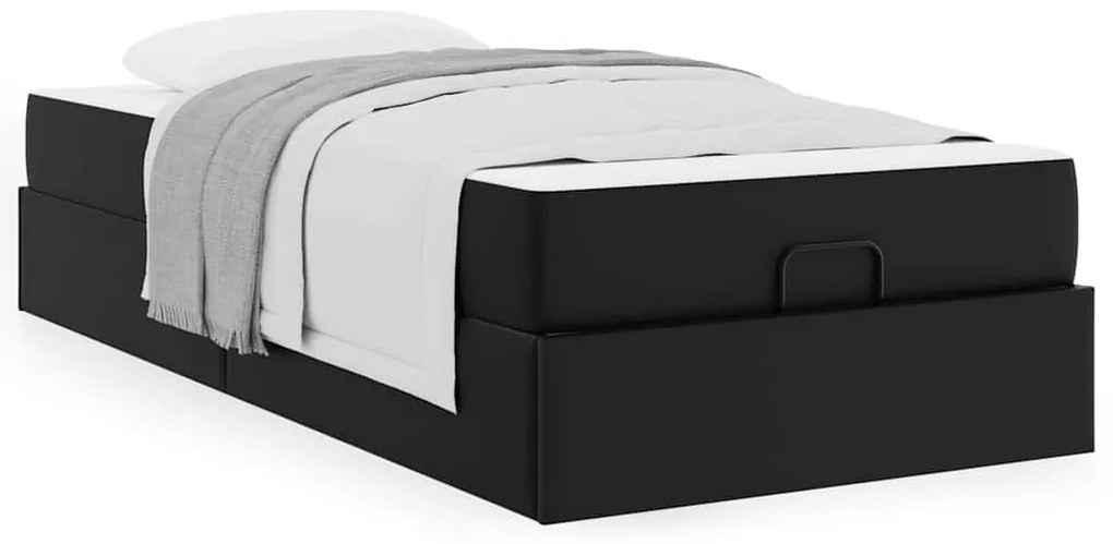 vidaXL Σκελετός κρεβατιού με στρώμα Μαύρο 80 x 200 cm Τεχνητό δέρμα