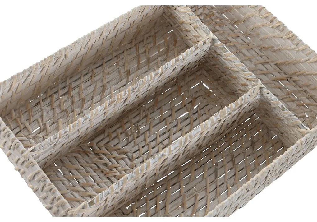 Οργανωτής Μαχαιροπήρουνων Home ESPRIT Λευκό Φυσικό Bamboo 34 x 24 x 6 cm