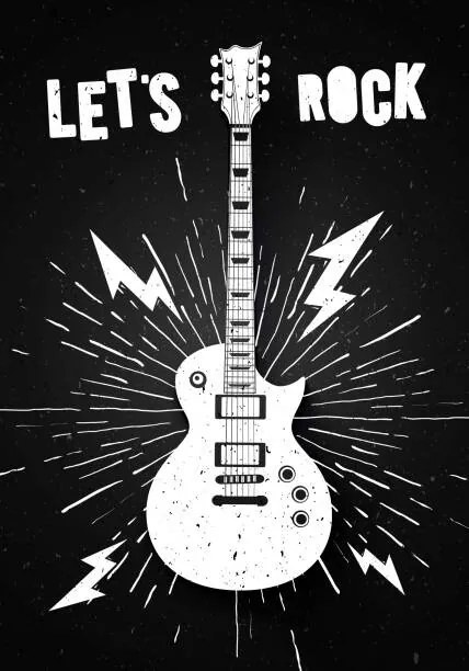 Εικονογράφηση Vector Illustration Lets Rock Music Print, Hase-Hoch-2