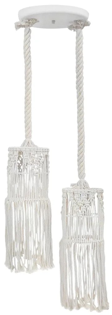 Φωτιστικό Οροφής Δίφωτο Heronia Macrame 01 Handmade 31-1061 Rope/White