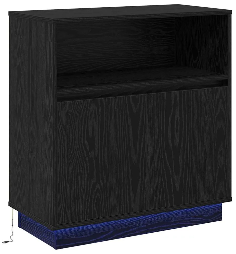 vidaXL Πλευρικό Τραπέζι LED Μαύρη Οξυά 71 x 34,5 x 75 εκ.