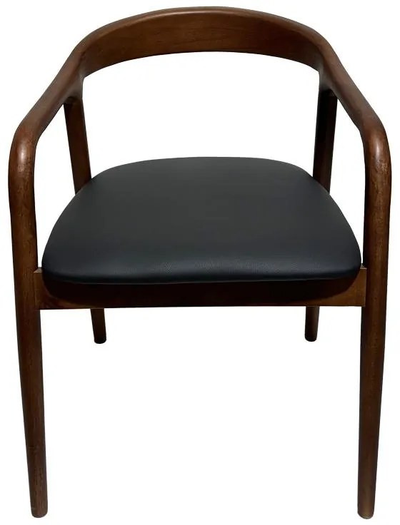 Καρέκλα Πολυθρόνα Hogie rubberwood σε καφέ απόχρωση με μαύρο pu μαξιλάρι 61x60x76εκ 2αδα 61x60x76 εκ.