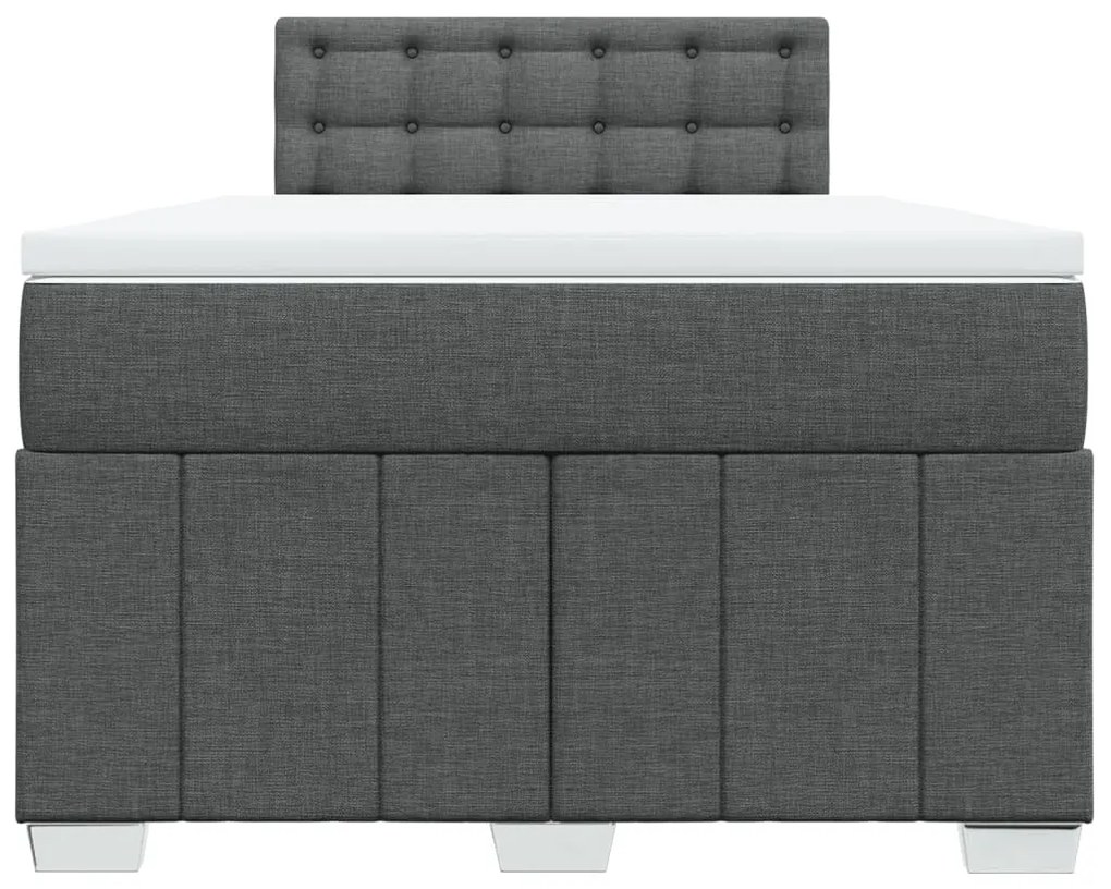 vidaXL Κρεβάτι Boxspring με Στρώμα Σκούρο Γκρι 120x190 εκ Υφασμάτινο