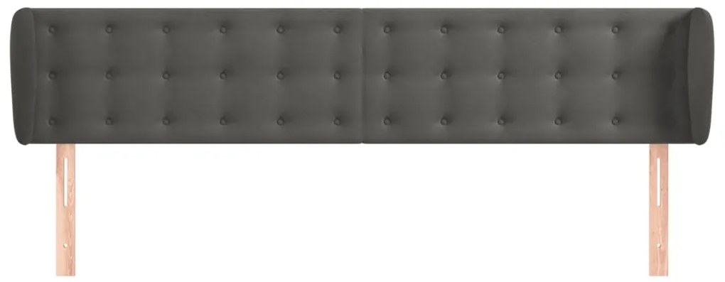 vidaXL Κεφαλάρι με Πτερύγια Σκούρο Γκρι 203x23x78/88 εκ. Βελούδινο