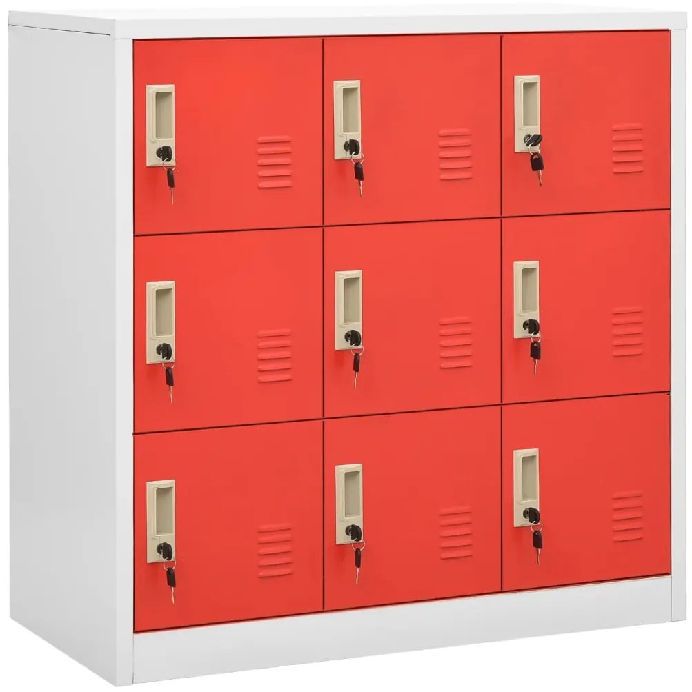 vidaXL Φοριαμοί 2 τεμ. Ανοιχτό Γκρι/Κόκκινο 90x45x92,5 εκ. Ατσάλινοι