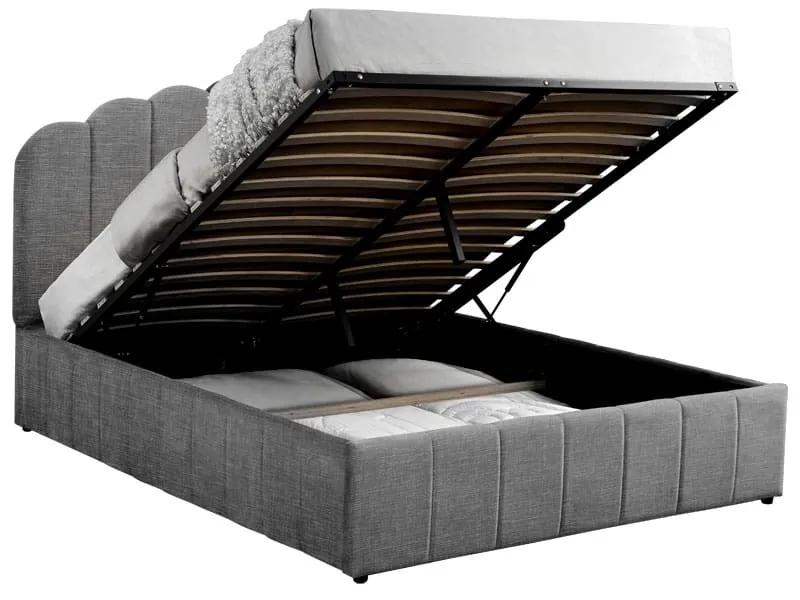 Κρεβάτι διπλό Tatiana pakoworld ύφασμα ανθρακί με αποθηκευτικό χώρο 160x200εκ