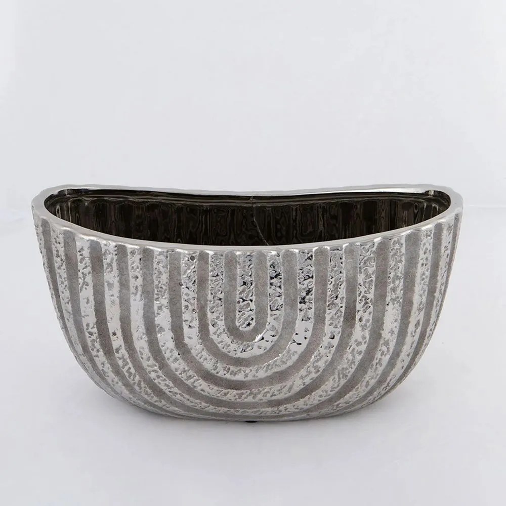 Κασπώ 752-18072 28x12x14,5cm Grey-Silver Estheti Home Κεραμικό