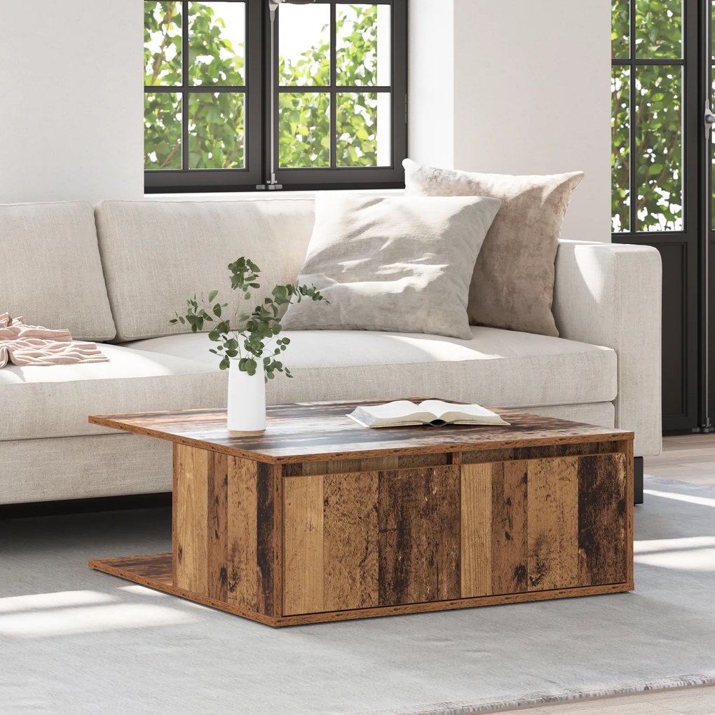 vidaXL Τραπεζάκι σαλονιού with Drawer Παλιό ξύλο 80 x 80 x 31 cm