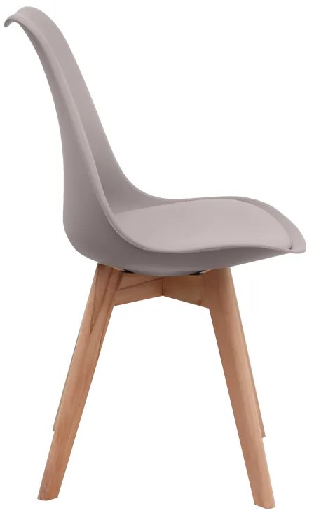 Καρέκλα τραπεζαρίας Viva Megapap PP - PU cappuccino - ξύλινο φυσικό πόδι 48,5x54x80εκ.