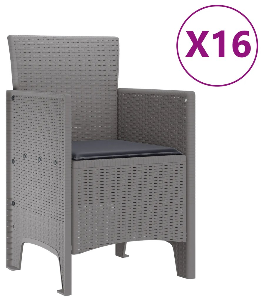 vidaXL Σετ Τραπεζαρίας Κήπου 17 pcs Ανοιχτό γκρι 16-άτομα
