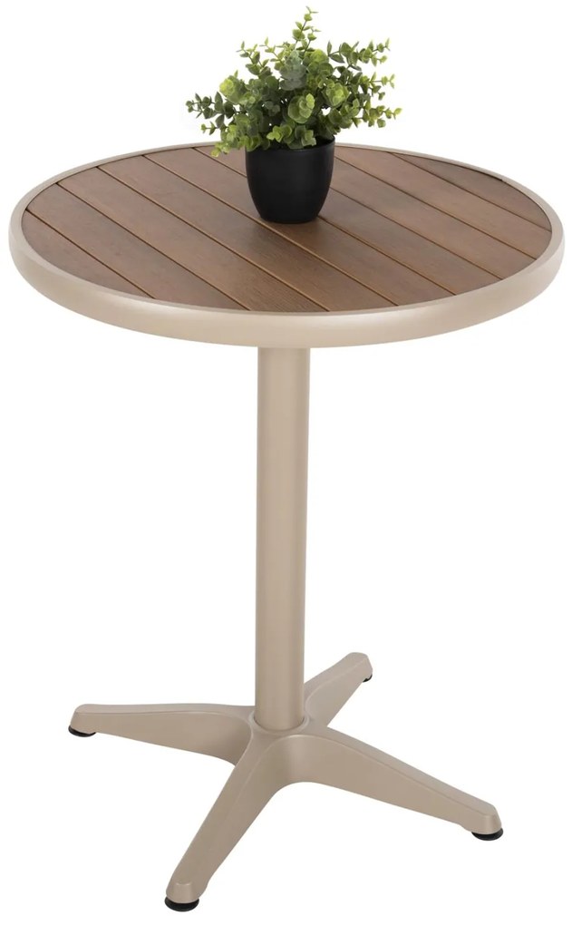 ΤΡΑΠΕΖΙ ΑΛΟΥΜΙΝΙΟΥ ΣΤΡΟΓΓΥΛΟ ALEXA  ΣΑΜΠΑΝΙ-POLYWOOD TOP ΦΥΣΙΚΟ Φ60x73Υεκ.