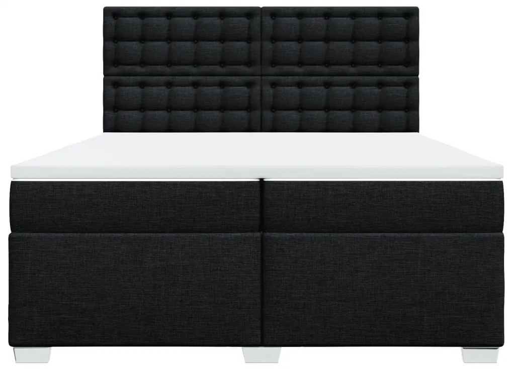 vidaXL Κρεβάτι Boxspring με Στρώμα Μαύρο 200x200 εκ. Υφασμάτινο