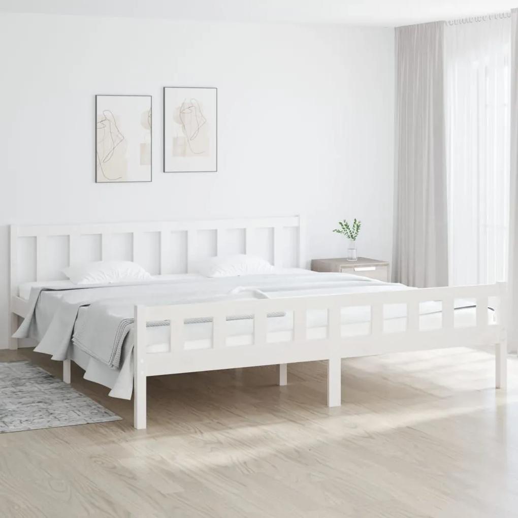 Πλαίσιο Κρεβατιού Λευκό 200 x 200 εκ. από Μασίφ Ξύλο - Λευκό