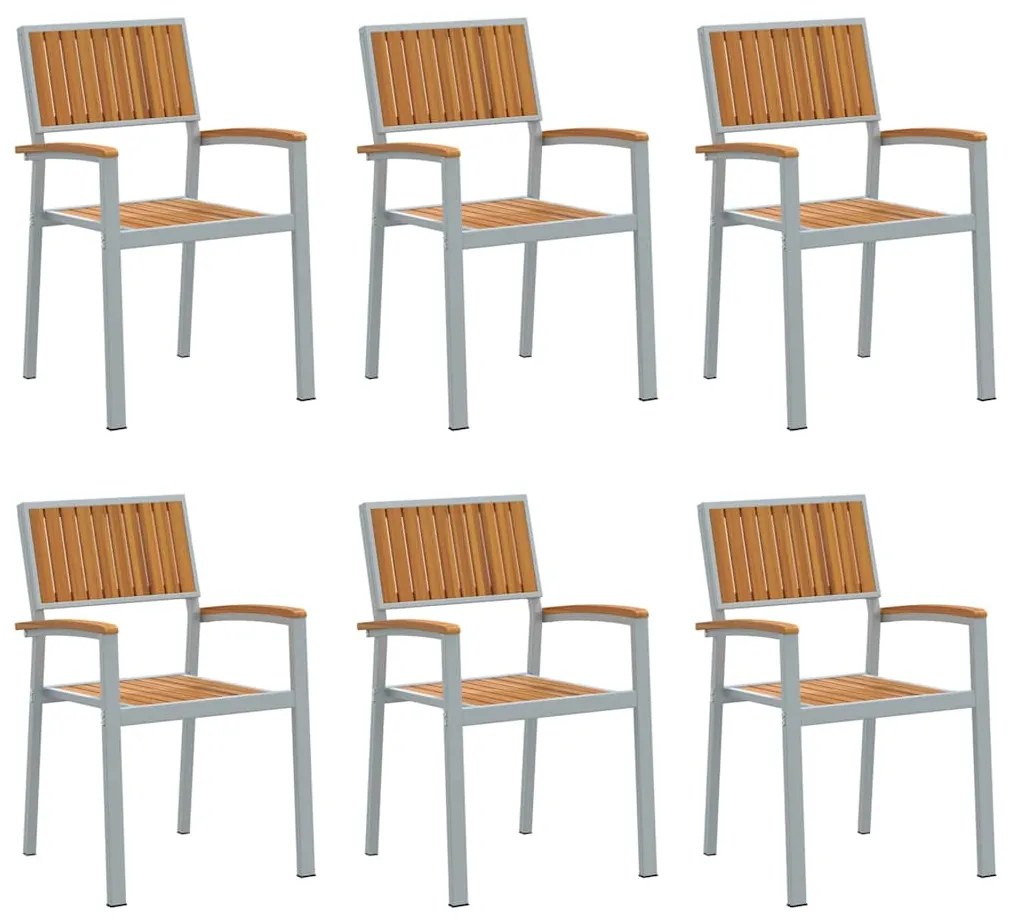 vidaXL Καρέκλα Κήπου 6 pcs Καφέ 56 x 57 x 87εκ. Μασίφ ξύλο ακακίας