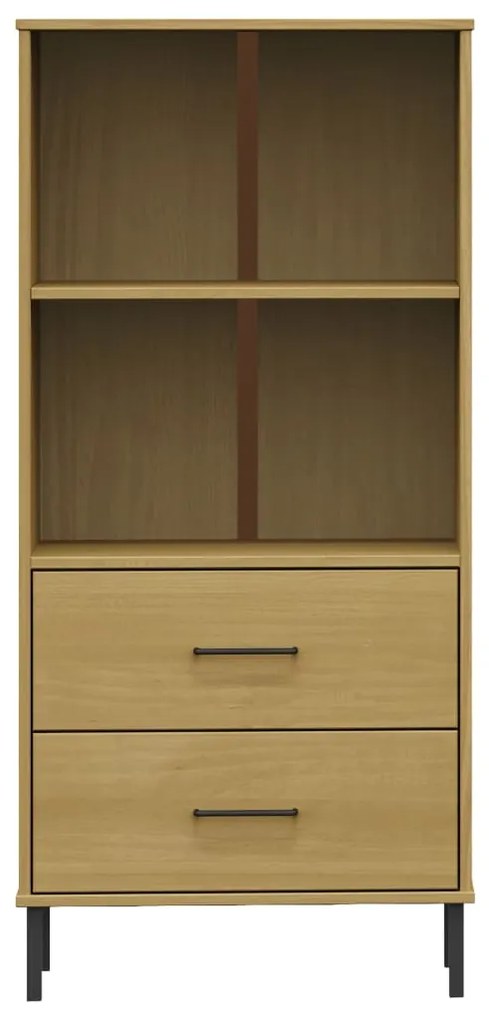 vidaXL Βιβλιοθήκη OSLO με 2 Συρτάρια Καφέ 60x35x128,5 εκ. Μασίφ Ξύλο