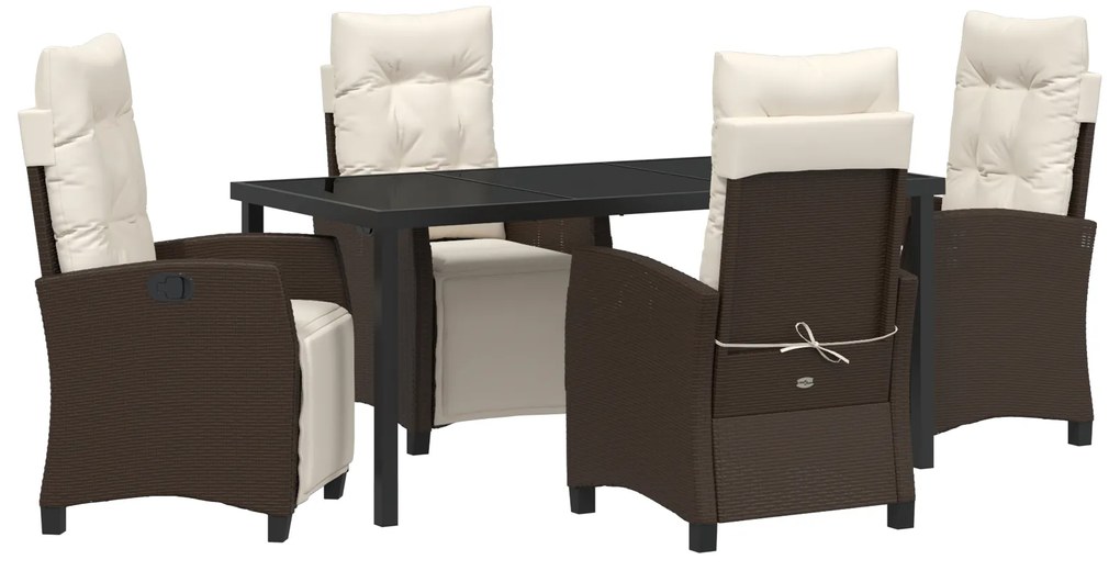 vidaXL Σετ Επίπλων Κήπου 5 Τεμαχίων Καφέ Poly Rattan