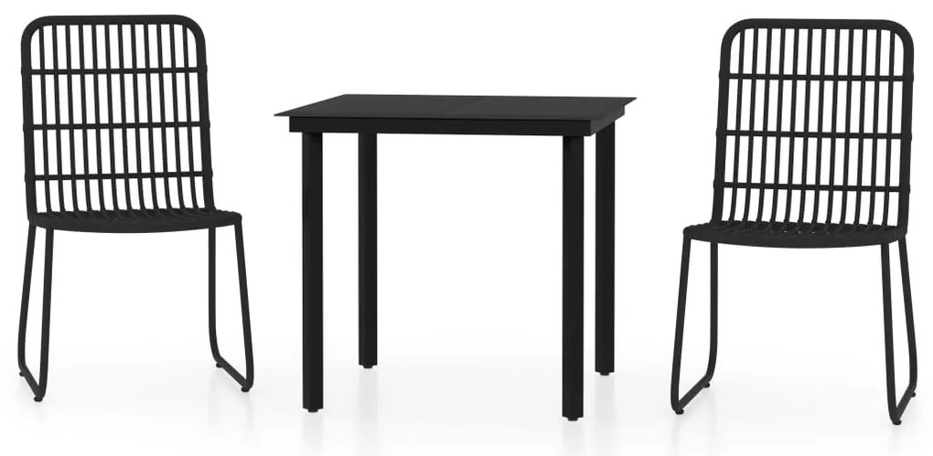 vidaXL Σετ Τραπεζαρίας Κήπου 3 Τεμαχίων Μαύρο