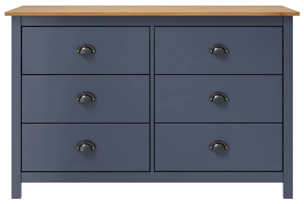 vidaXL Μπουφές Hill Γκρι 125x40x80 εκ. από Μασίφ Ξύλο Πεύκου