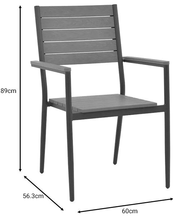 Τραπεζαρία Uplift-Kliton σετ 5τεμ ανθρακί αλουμίνιο και plywood σε γκρι απόχρωση 80x80x74εκ 80x80x74 εκ.
