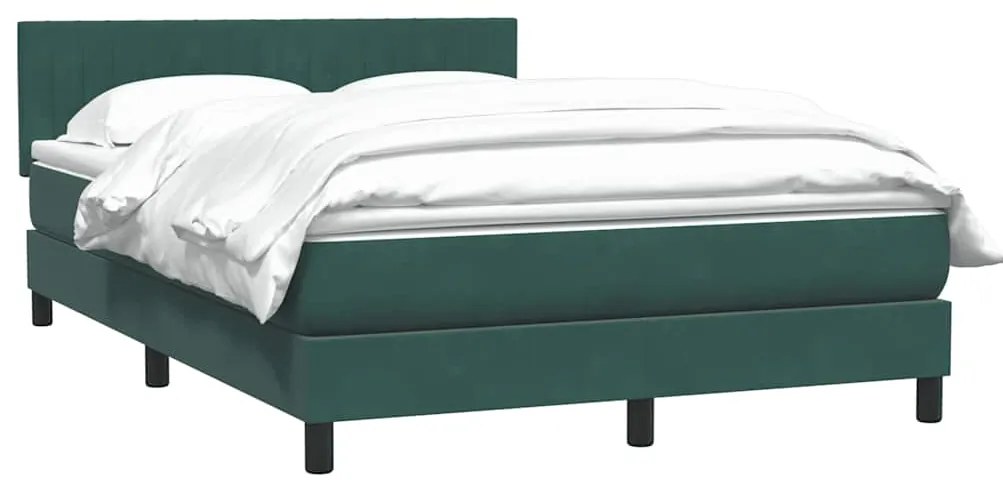 vidaXL Κρεβάτι Boxspring με Στρώμα Σκούρο Πράσινο 140x210εκ. Βελούδινο