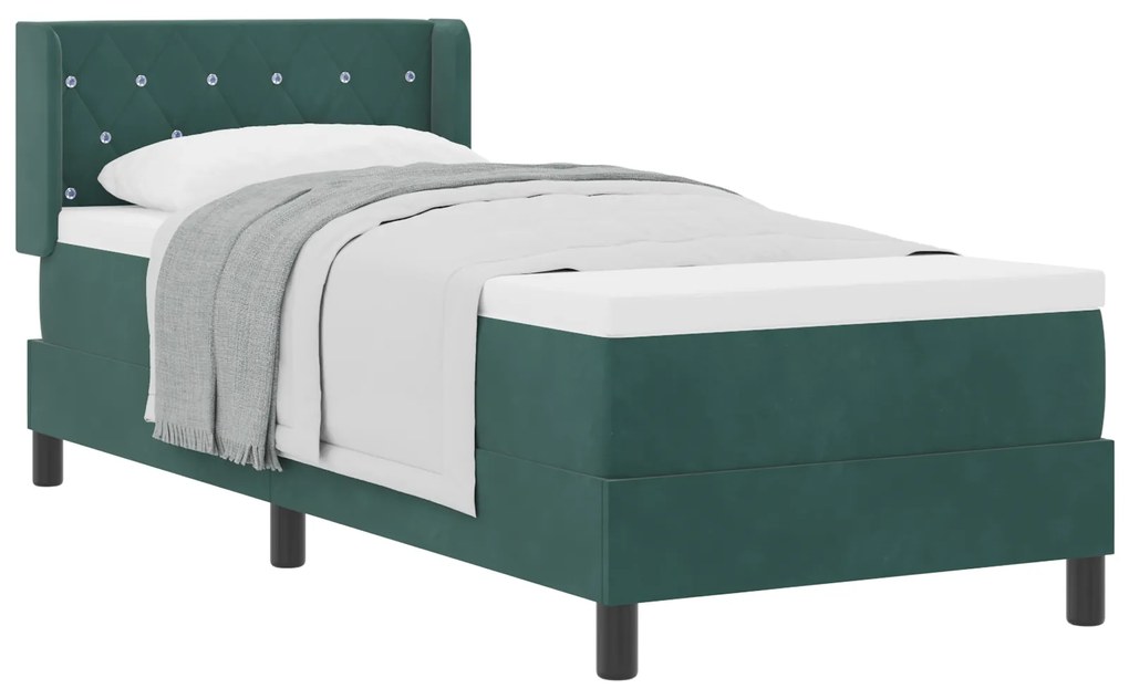 vidaXL Κρεβάτι Box Spring με Στρώμα Σκούρο Πράσινο 80x200 εκ. Βελούδο