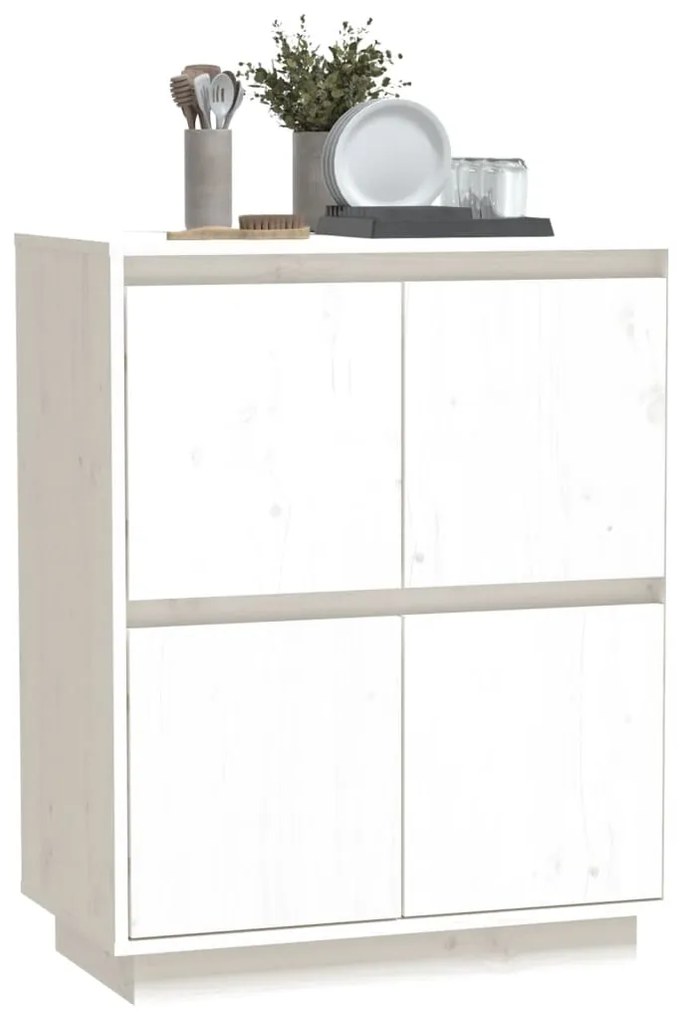 vidaXL Συρταριέρα Λευκή 60 x 34 x 75 εκ. από Μασίφ Ξύλο Πεύκου