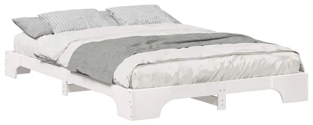 vidaXL Κρεβάτι δαπέδου με αποθήκευση Λευκό 140 x 210 cm ξύλο