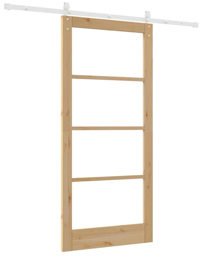 vidaXL Ολισθητή Πόρτα Χειροκίνητος Καφέ 93 x 202 cm Ξύλο και μέταλλο
