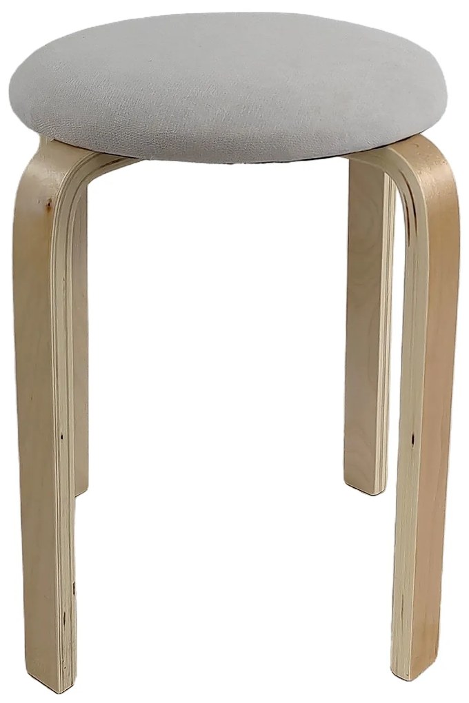 Σκαμπό ArteLibre MILOA Mπεζ/Φυσικό Ύφασμα/Ξύλο 42x42x45cm