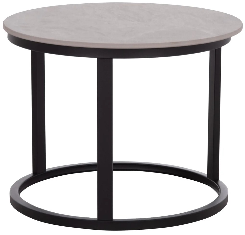 Τραπεζάκια σαλονιού TALOS Σετ 2 τμχ. Κεραμικό TOP με Όψη Γκρί Μαρμάρου Φ70 + Φ50εκ. 70x70x45.5 εκ.